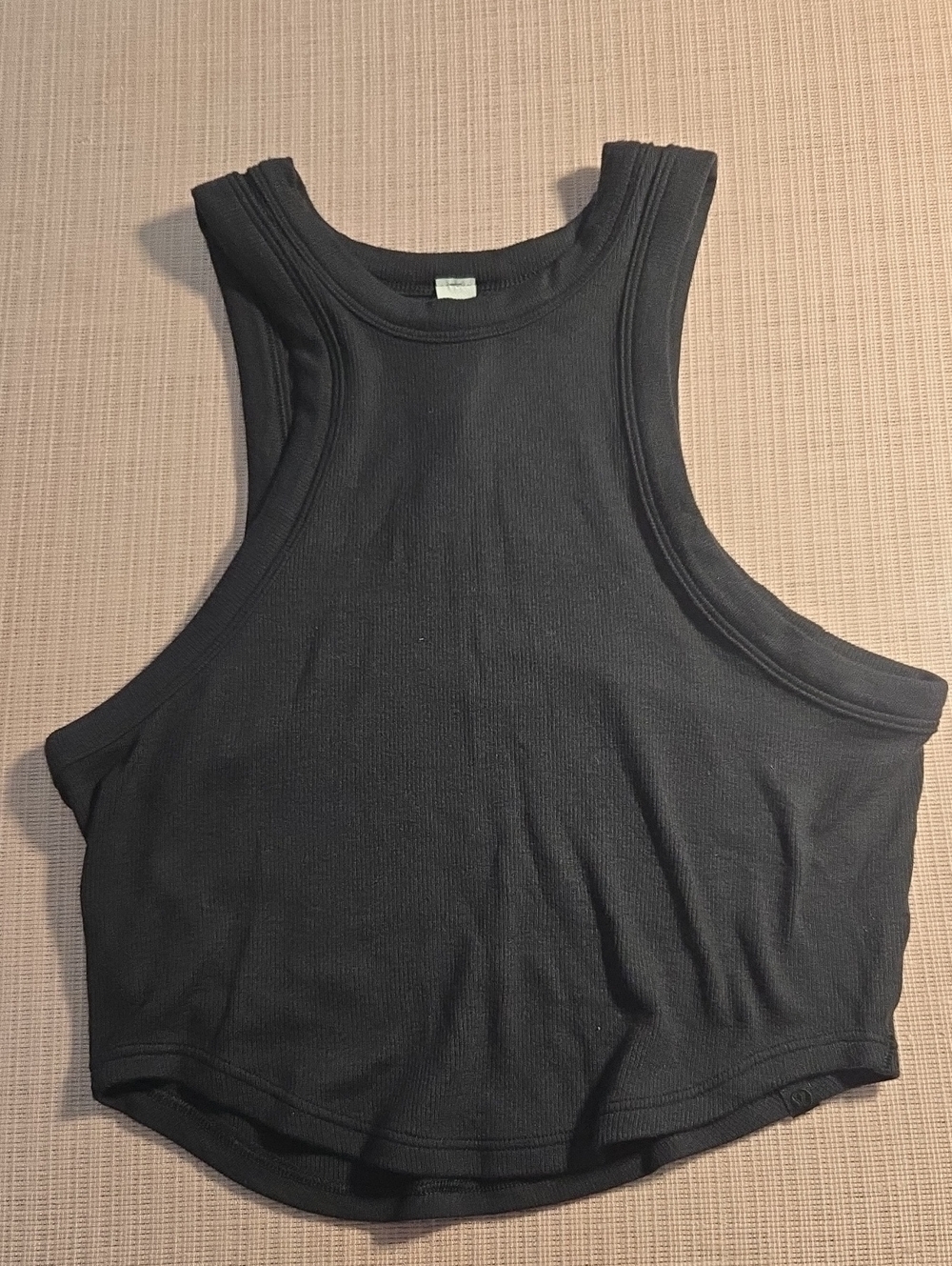 Black Ribbed Crop Tank Top - Women's